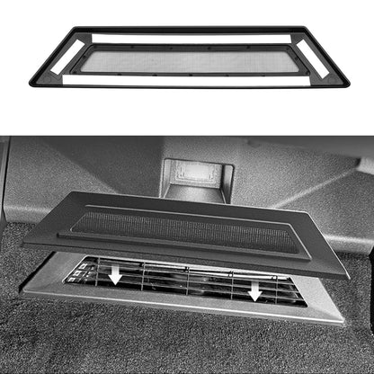 Tesla Cybertruck Rear Floor Air Vent Covers – Black ABS Backseat HVAC Vent Protectors with Mesh Design (2-Piece Set, 2023–Present)