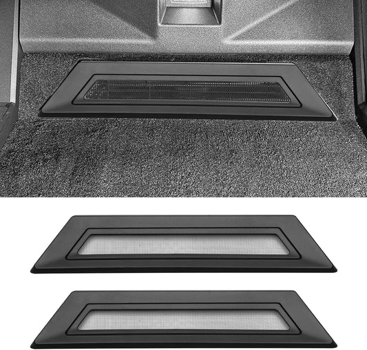 Tesla Cybertruck Rear Floor Air Vent Covers – Black ABS Backseat HVAC Vent Protectors with Mesh Design (2-Piece Set, 2023–Present)