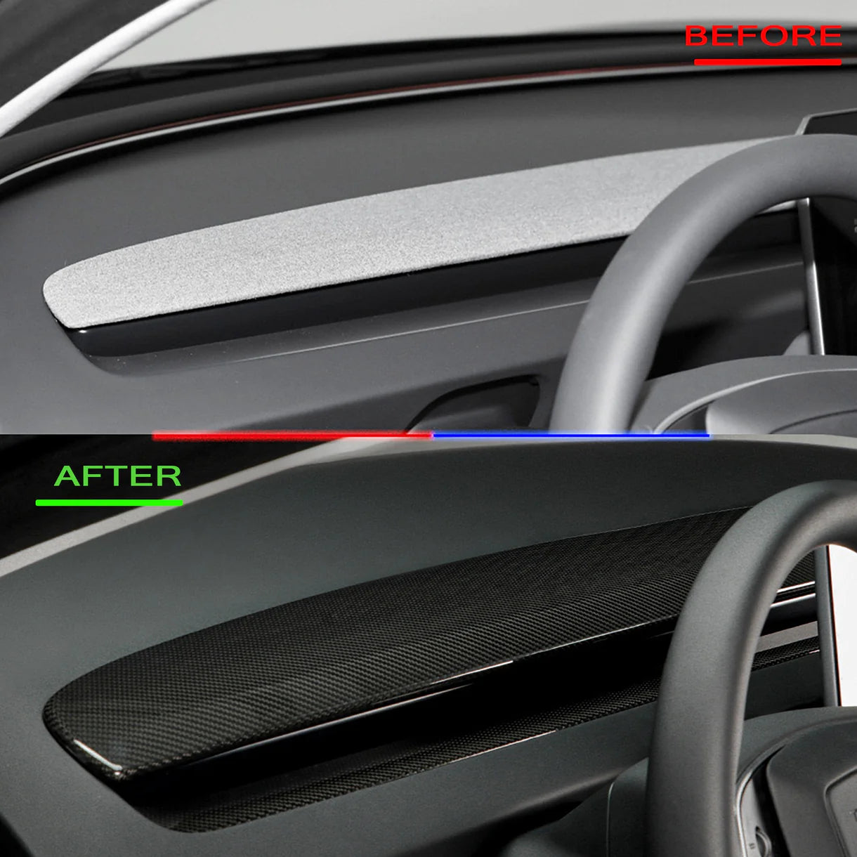Real Dry Carbon Fiber Dashboard Replacement for 2025+ Tesla Model Y Juniper – OEM-Style Full Dash Trim Replacement with Clip-On Installation, Lightweight Interior Upgrade for Tesla Model Y 2025 2026