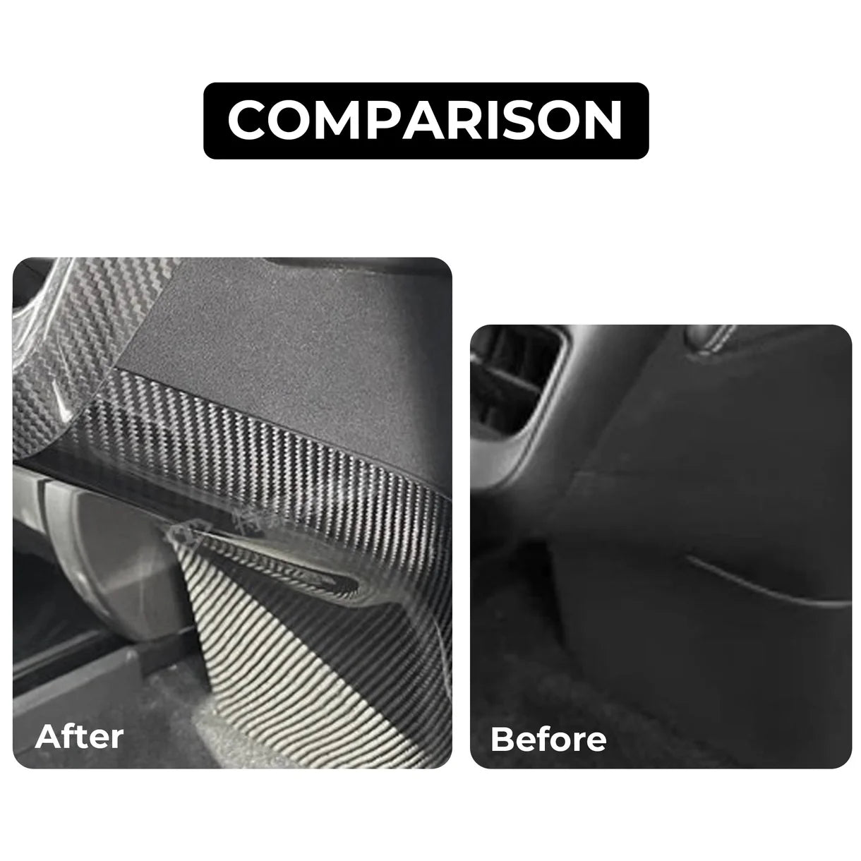 Real Dry Carbon Fiber Rear Center Console Base Cover for Tesla Model 3 (2017-2023) & Tesla Model Y (2020-2025.02) – Interior Protection Trim with OEM Fit