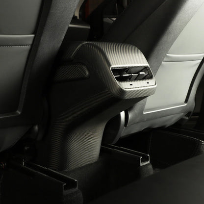 Real Dry Carbon Fiber Rear Center Console Base Cover for Tesla Model 3 (2017-2023) & Tesla Model Y (2020-2025.02) – Interior Protection Trim with OEM Fit