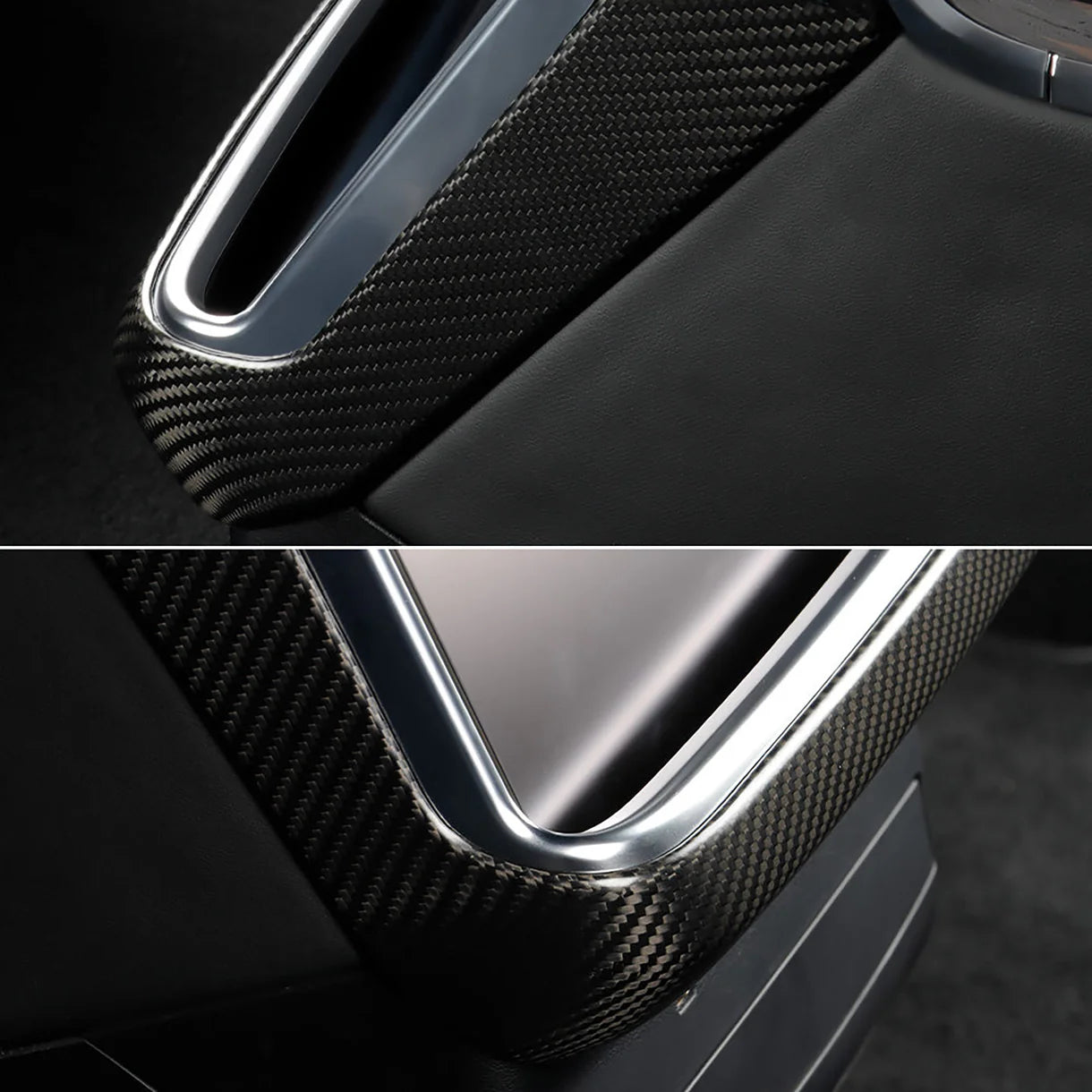 Real Carbon Fiber Rear Touchscreen Trim Cover for Tesla Model S & Model X (2021–2026+) – Premium 8-Inch Rear Display Frame Protector with Glossy or Matte Finish