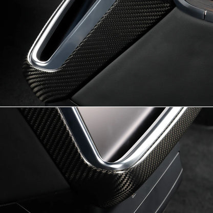 Real Carbon Fiber Rear Touchscreen Trim Cover for Tesla Model S & Model X (2021–2026+) – Premium 8-Inch Rear Display Frame Protector with Glossy or Matte Finish