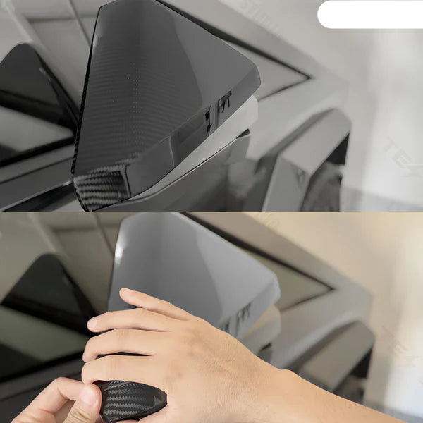 Real Dry Carbon Fiber Side View Mirror Caps for Tesla Cybertruck (2024–2026) – 2x2 Twill Weave Exterior Mirror Covers, Gloss or Matte Finish, Left & Right 2PCS