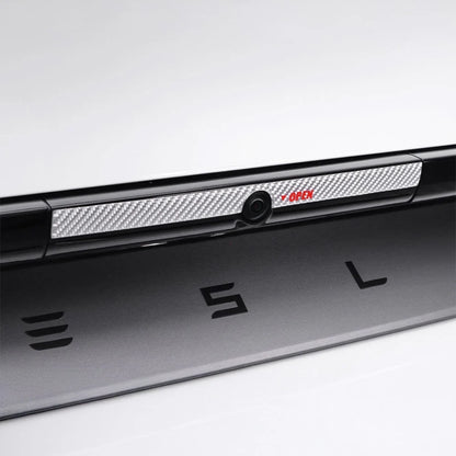 Real Carbon Fiber Rear Trunk Button Accent Sticker Cover for Tesla Model Y Juniper 2026+ – Custom Tailgate Button Trim in Black, Red & White