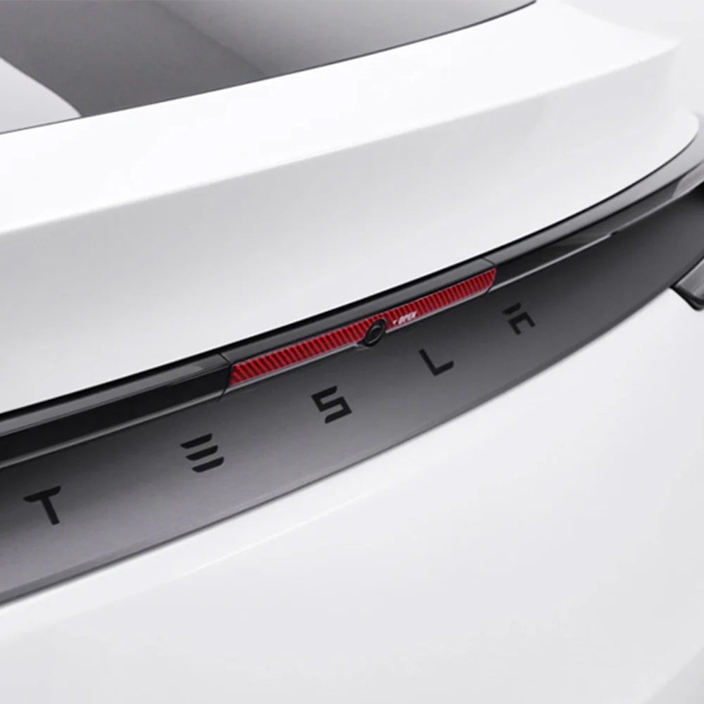 Real Carbon Fiber Rear Trunk Button Accent Sticker Cover for Tesla Model Y Juniper 2026+ – Custom Tailgate Button Trim in Black, Red & White
