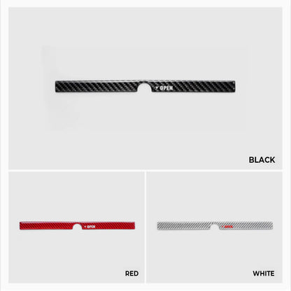 Real Carbon Fiber Rear Trunk Button Accent Sticker Cover for Tesla Model Y Juniper 2026+ – Custom Tailgate Button Trim in Black, Red & White