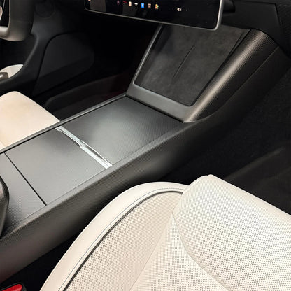 Real Carbon Fiber Center Console Side Trim Cover for 2024+ Tesla Model 3 Highland | Seamless Interior Upgrade Trim for Wireless Charging Area & Side Panel | Easy 3M Adhesive Installation
