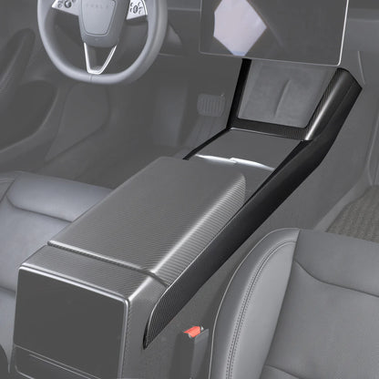 Real Carbon Fiber Center Console Side Trim Cover for 2024+ Tesla Model 3 Highland | Seamless Interior Upgrade Trim for Wireless Charging Area & Side Panel | Easy 3M Adhesive Installation