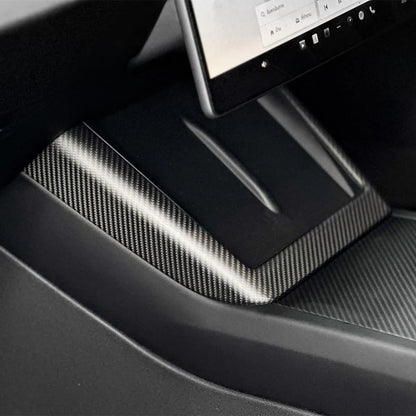 Real Carbon Fiber Wireless Charging Pad Frame Cover for Tesla Model Y Juniper 2025+ Interior Trim Overlay – Genuine Carbon Fiber, OEM Fit, Glossy or Matte Finish