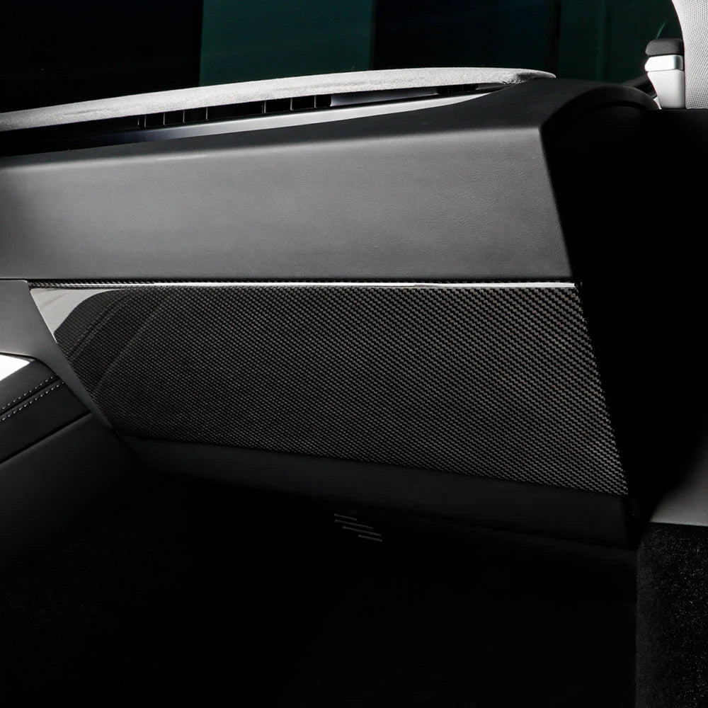 2025+ Tesla Model Y Juniper Real Carbon Fiber Glove Box Cover (Left-Hand Drive) | OEM-Fit 2x2 Twill Weave Interior Trim Upgrade – Premium Luxury Dashboard Styling