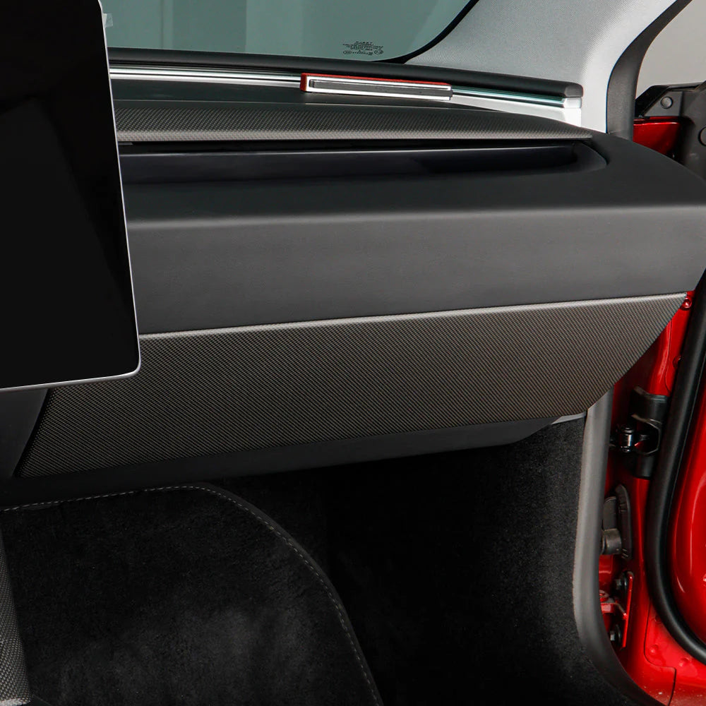 2025+ Tesla Model Y Juniper Real Carbon Fiber Glove Box Cover (Left-Hand Drive) | OEM-Fit 2x2 Twill Weave Interior Trim Upgrade – Premium Luxury Dashboard Styling