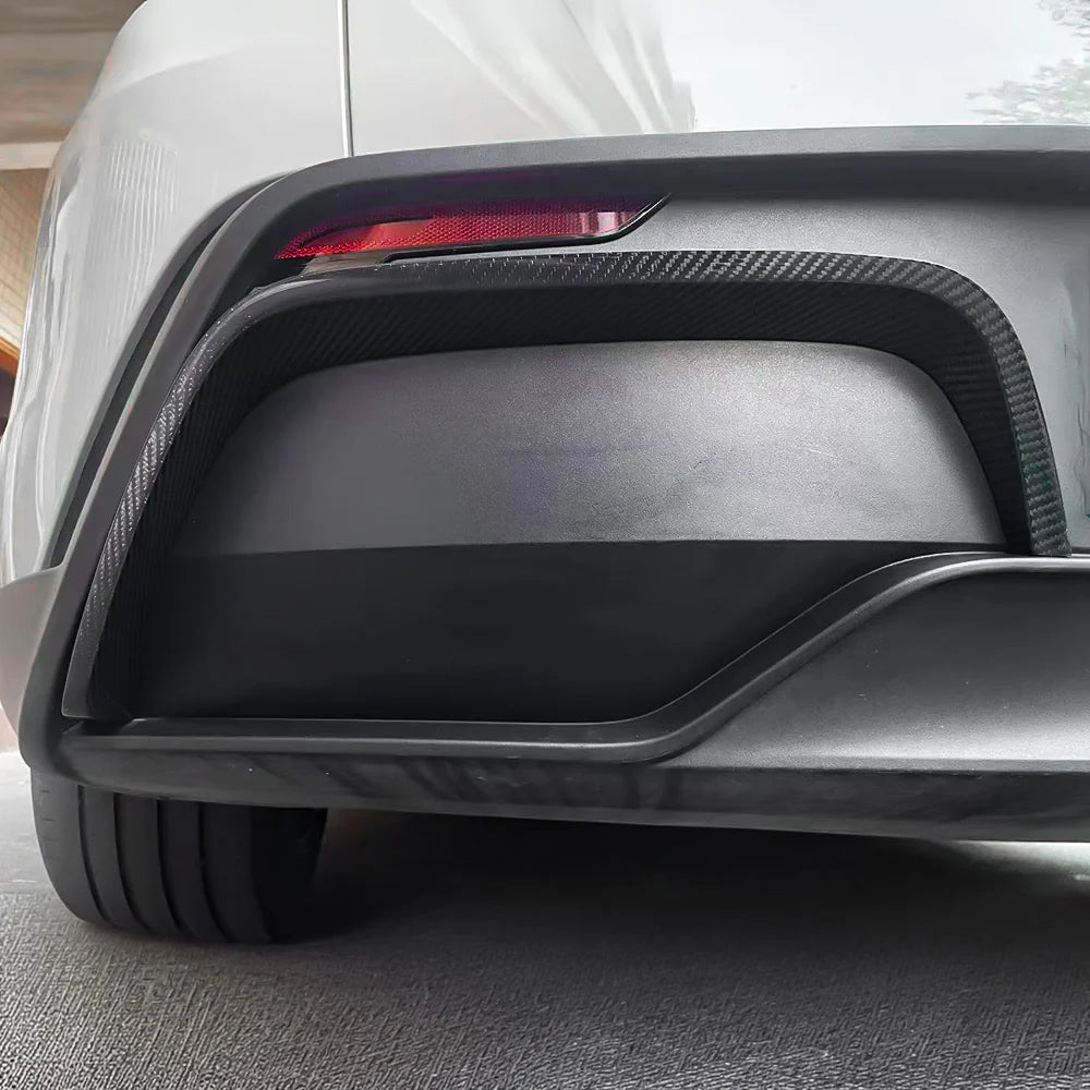 Real Carbon Fiber Rear Bumper Diffuser Trim for Tesla Model Y Juniper 2025+ (OEM Fit) – Toray 3K Carbon Fiber Aerodynamic Rear Lip Cover, Easy Install No Drill