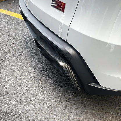 Real Carbon Fiber Rear Bumper Diffuser Trim for Tesla Model Y Juniper 2025+ (OEM Fit) – Toray 3K Carbon Fiber Aerodynamic Rear Lip Cover, Easy Install No Drill