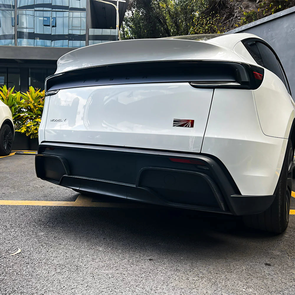 Real Carbon Fiber Rear Bumper Diffuser Trim for Tesla Model Y Juniper 2025+ (OEM Fit) – Toray 3K Carbon Fiber Aerodynamic Rear Lip Cover, Easy Install No Drill