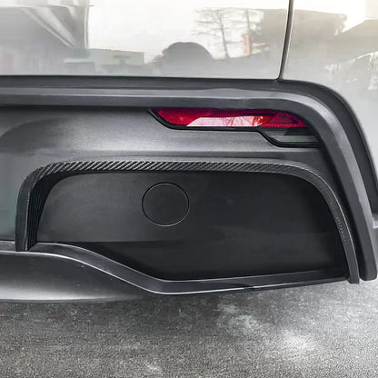 Real Carbon Fiber Rear Bumper Diffuser Trim for Tesla Model Y Juniper 2025+ (OEM Fit) – Toray 3K Carbon Fiber Aerodynamic Rear Lip Cover, Easy Install No Drill