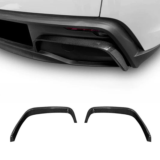 Real Carbon Fiber Rear Bumper Diffuser Trim for Tesla Model Y Juniper 2025+ (OEM Fit) – Toray 3K Carbon Fiber Aerodynamic Rear Lip Cover, Easy Install No Drill
