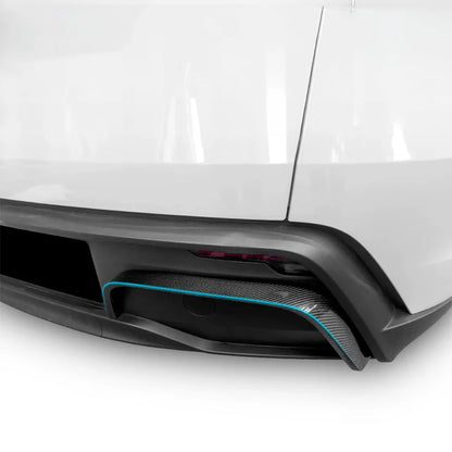 Real Carbon Fiber Rear Bumper Diffuser Trim for Tesla Model Y Juniper 2025+ (OEM Fit) – Toray 3K Carbon Fiber Aerodynamic Rear Lip Cover, Easy Install No Drill