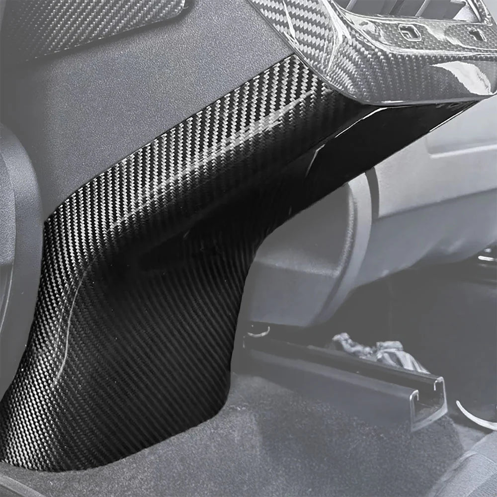 Real Dry Carbon Fiber Rear Center Console Base Cover for Tesla Model 3 (2017-2023) & Tesla Model Y (2020-2025.02) – Interior Protection Trim with OEM Fit