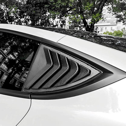Real Dry Carbon Fiber Rear Side Window Louvers for Tesla Model Y 2020–2026 (Juniper 2025+) | Vented Racing Style Quarter Glass Cover Trim