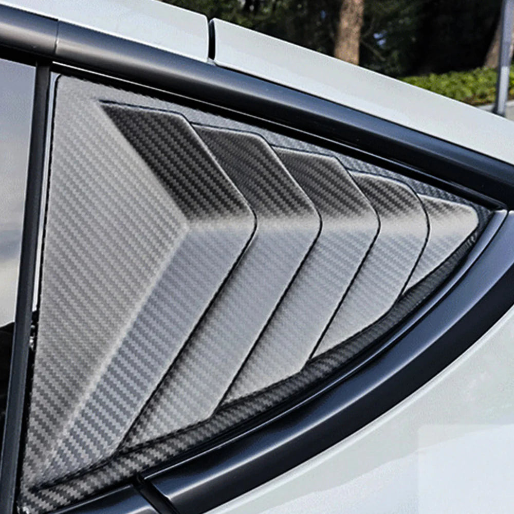 Real Dry Carbon Fiber Rear Side Window Louvers for Tesla Model Y 2020–2026 (Juniper 2025+) | Vented Racing Style Quarter Glass Cover Trim