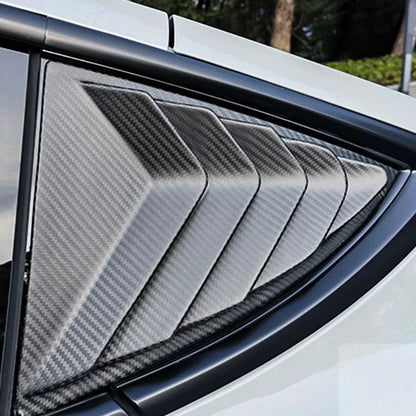 Real Dry Carbon Fiber Rear Side Window Louvers for Tesla Model Y 2020–2026 (Juniper 2025+) | Vented Racing Style Quarter Glass Cover Trim