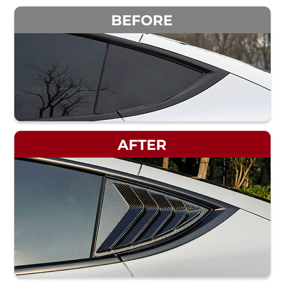 Real Dry Carbon Fiber Rear Side Window Louvers for Tesla Model Y 2020–2026 (Juniper 2025+) | Vented Racing Style Quarter Glass Cover Trim