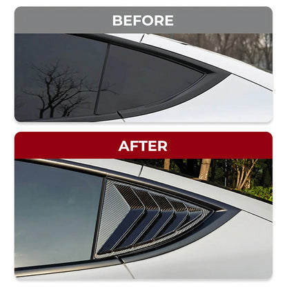 Real Dry Carbon Fiber Rear Side Window Louvers for Tesla Model Y 2020–2026 (Juniper 2025+) | Vented Racing Style Quarter Glass Cover Trim