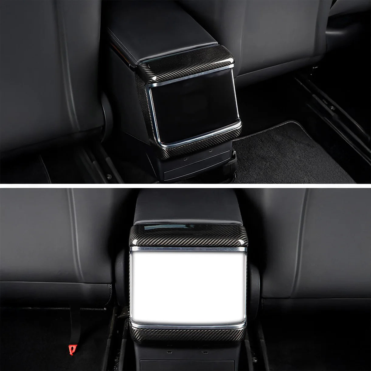 Real Carbon Fiber Rear Touchscreen Trim Cover for Tesla Model S & Model X (2021–2026+) – Premium 8-Inch Rear Display Frame Protector with Glossy or Matte Finish