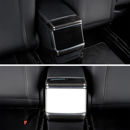 Real Carbon Fiber Rear Touchscreen Trim Cover for Tesla Model S & Model X (2021–2026+) – Premium 8-Inch Rear Display Frame Protector with Glossy or Matte Finish