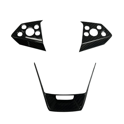 Real Dry Carbon Fiber Steering Wheel Trim Set (3-Piece) for Tesla Cybertruck – Glossy & Matte Finish Options, Precision Fit Interior Upgrade Accessories
