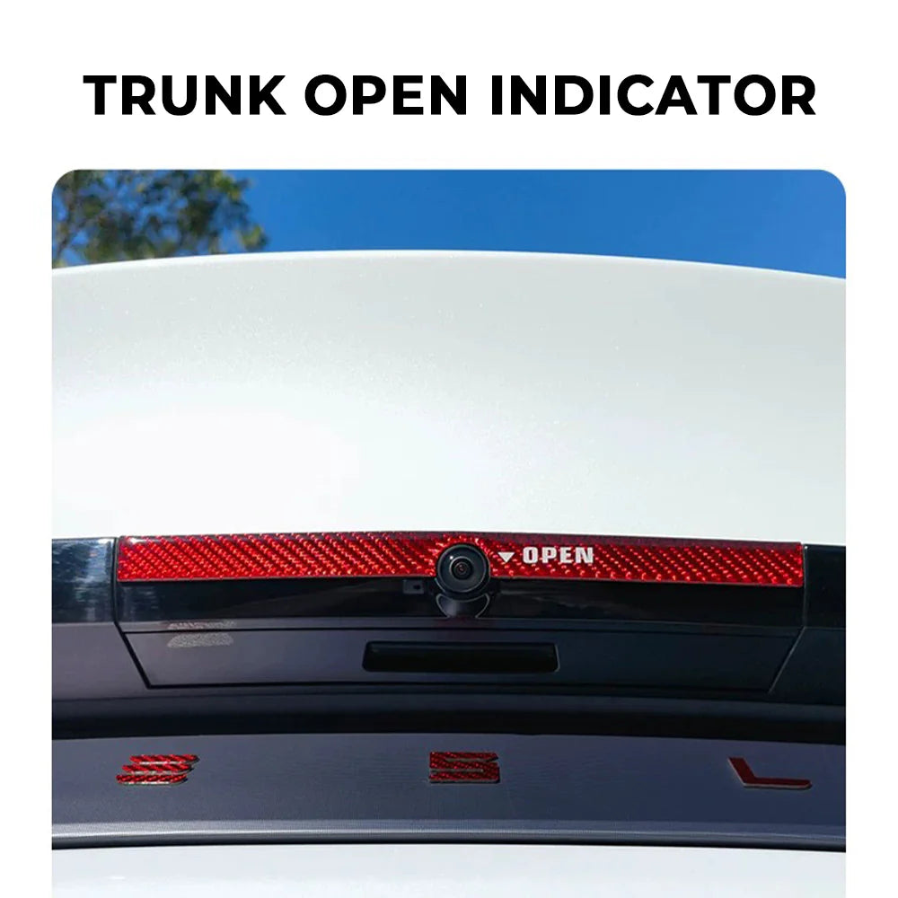 Real Carbon Fiber Rear Trunk Button Accent Sticker Cover for Tesla Model Y Juniper 2026+ – Custom Tailgate Button Trim in Black, Red & White