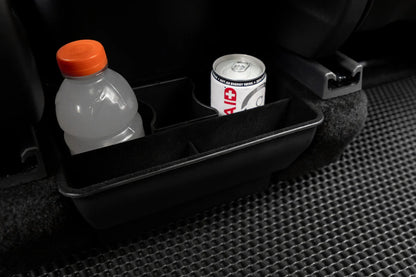 Rear Seat Storage Cubby & Cup Holder Organizer for Tesla Model Y – Center Console Backseat Storage with Trash Bin