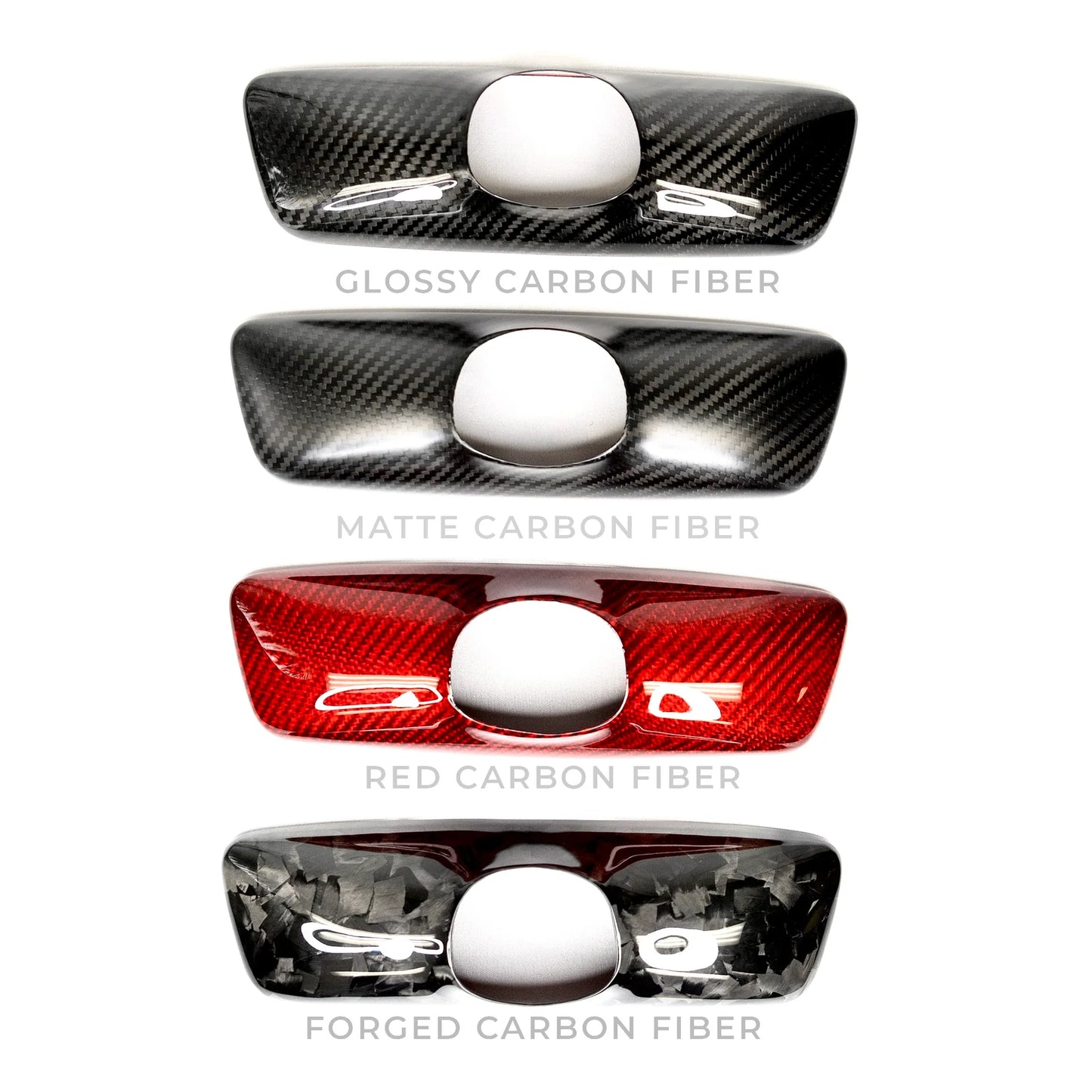 2017–2023 Tesla Model 3 & 2020–2024 Model Y Rearview Mirror Backside Overlay – Real Molded Carbon Fiber Cover (Glossy / Matte / Red / Forged)