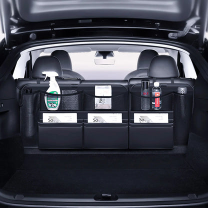Rear Seat Back Storage Organizer Set for Tesla Model Y 2020–2026 (Including Juniper) – Hanging Trunk Organizer with Multi-Pockets, Waterproof Backseat Storage Bag, Space-Saving Cargo Storage Solution