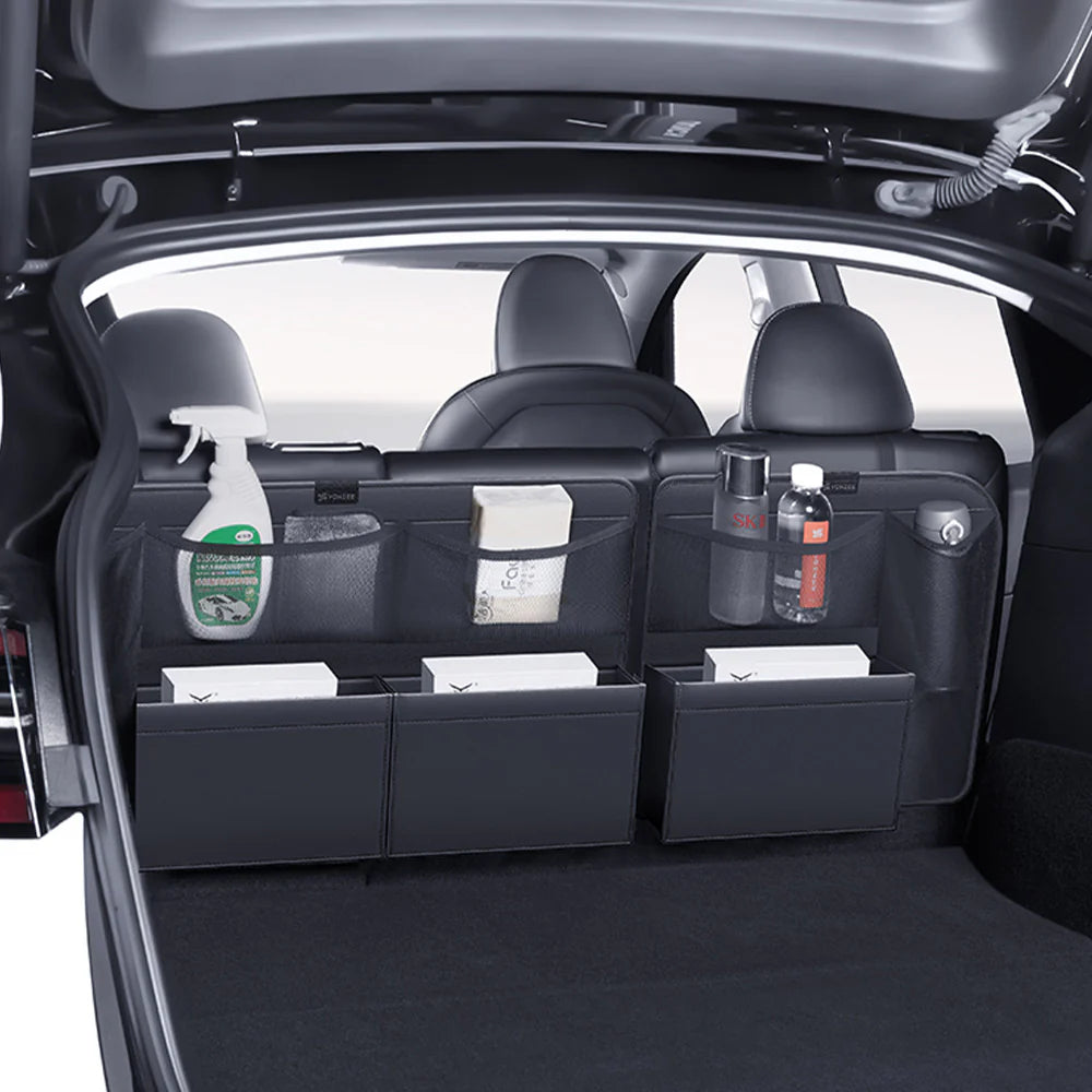 Rear Seat Back Storage Organizer Set for Tesla Model Y 2020–2026 (Including Juniper) – Hanging Trunk Organizer with Multi-Pockets, Waterproof Backseat Storage Bag, Space-Saving Cargo Storage Solution