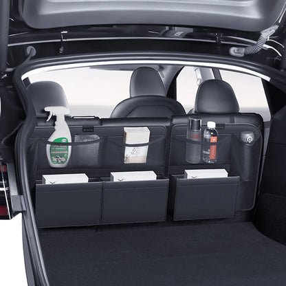 Rear Seat Back Storage Organizer Set for Tesla Model Y 2020–2026 (Including Juniper) – Hanging Trunk Organizer with Multi-Pockets, Waterproof Backseat Storage Bag, Space-Saving Cargo Storage Solution
