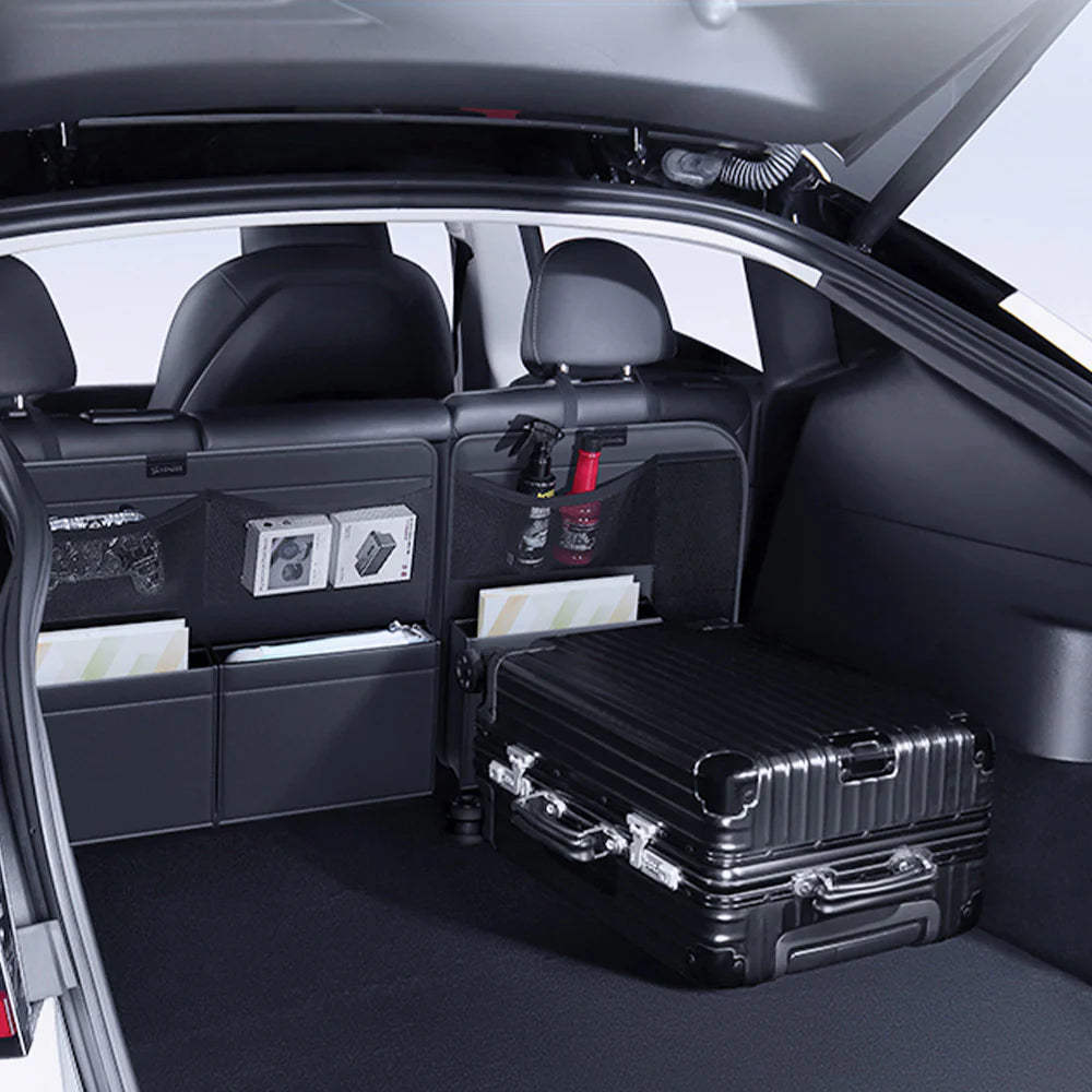 Rear Seat Back Storage Organizer Set for Tesla Model Y 2020–2026 (Including Juniper) – Hanging Trunk Organizer with Multi-Pockets, Waterproof Backseat Storage Bag, Space-Saving Cargo Storage Solution
