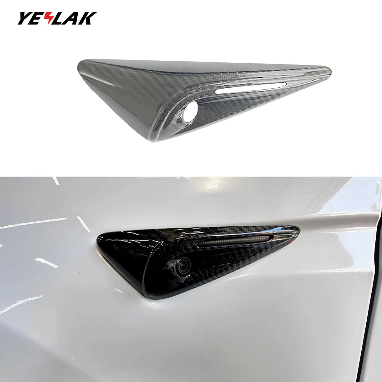Real Dry Carbon Fiber Side Camera Covers for Tesla Model 3 Highland & Model Y Juniper HW4.0 (2023-2026+) – OEM Fit Turn Signal Camera Overlay Caps