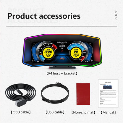 Geyiren P4 HUD is an OBD2 display with inclinometer, GPS, speedometer, water temperature display, and car head-up display.