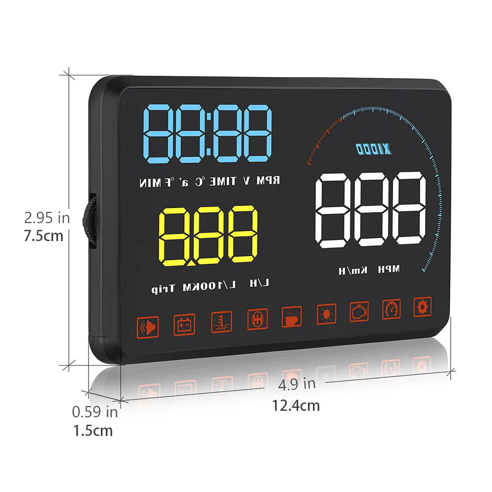 Geyiren A9 HUD - Auto Digital Speedometer Windshield Projector Over Speed Alarm Water Temp Meter OBD2 Car Head Up Display