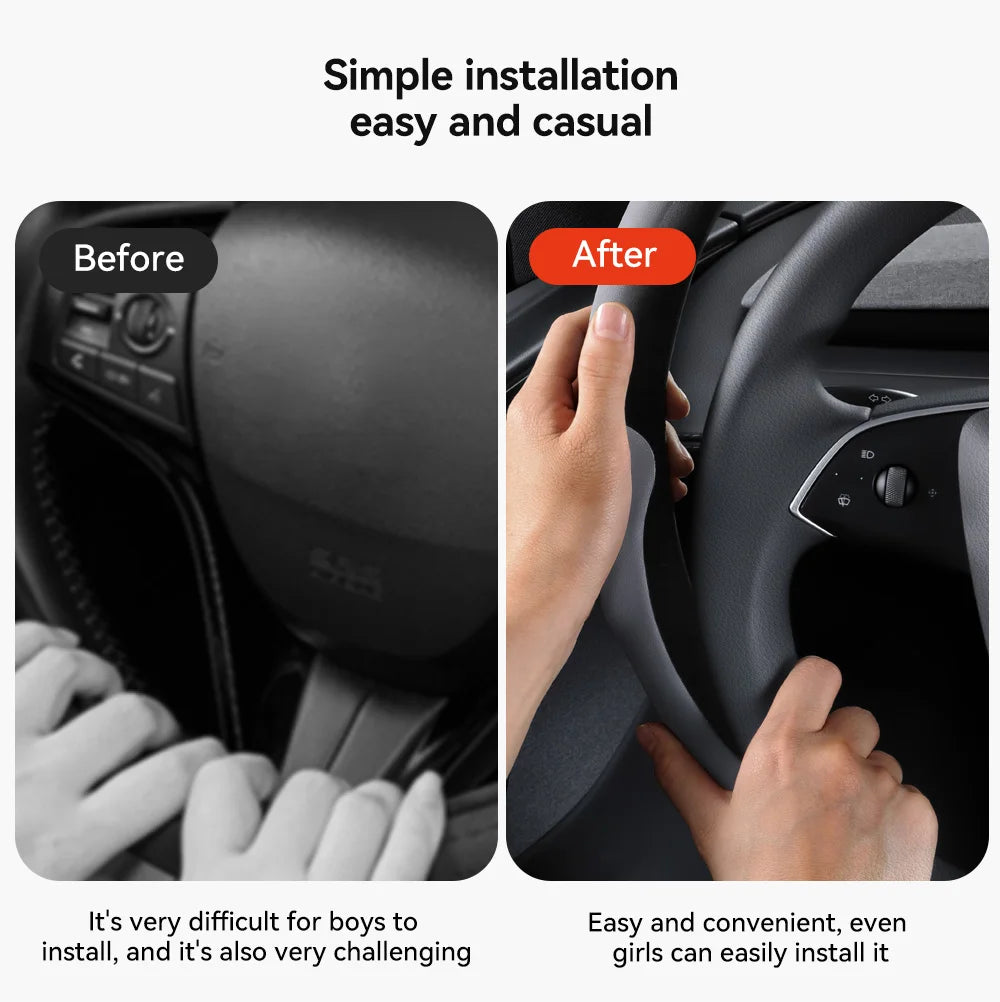 Carbon Fiber Leather Steering Wheel Cover for Tesla Model 3 Highland (2024+) & Model Y Juniper (2025+) – Anti-Slip Sport Grip, Interior Upgrade Accessory