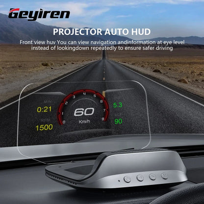 The GEYIREN C3 HUD speedometer displays navigation and information at eye-level, promoting safer driving with minimal distractions.