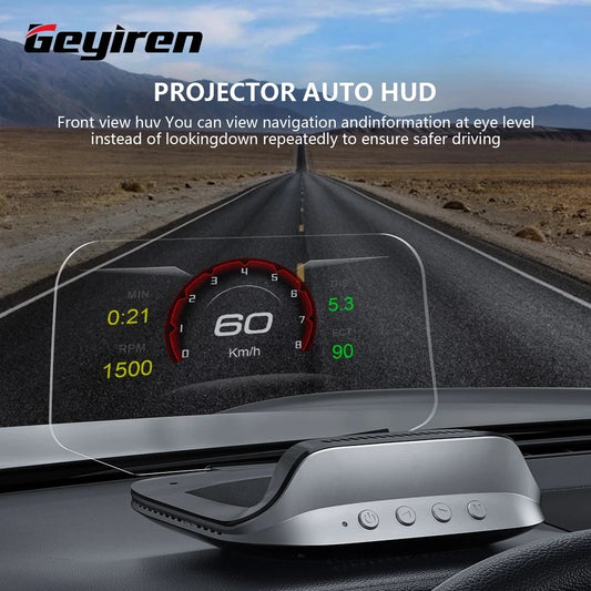 The GEYIREN C3 HUD speedometer displays navigation and information at eye-level, promoting safer driving with minimal distractions.