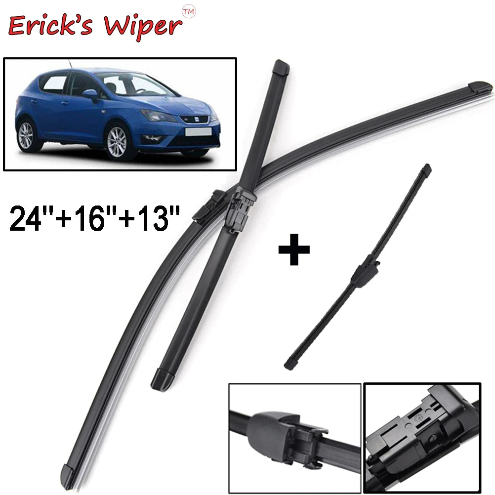 Erick's Wiper 24"+16"+13" Front & Rear Wiper Blades Set For Seat Ibiza Coupe 6J Hatchback 2012 - 2017