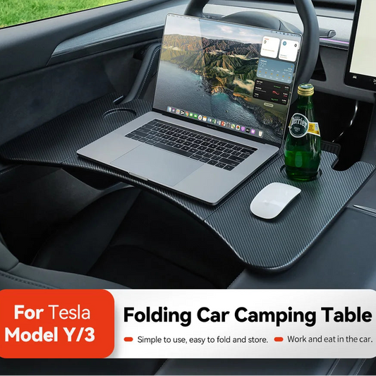 Steering Wheel Laptop Tray for Tesla Model 3 Highland (2024–2026), Model Y (2020–2026), Model S & Model X (2018–2026) – Portable Car Desk, Travel Food Tray & Mobile Office Table