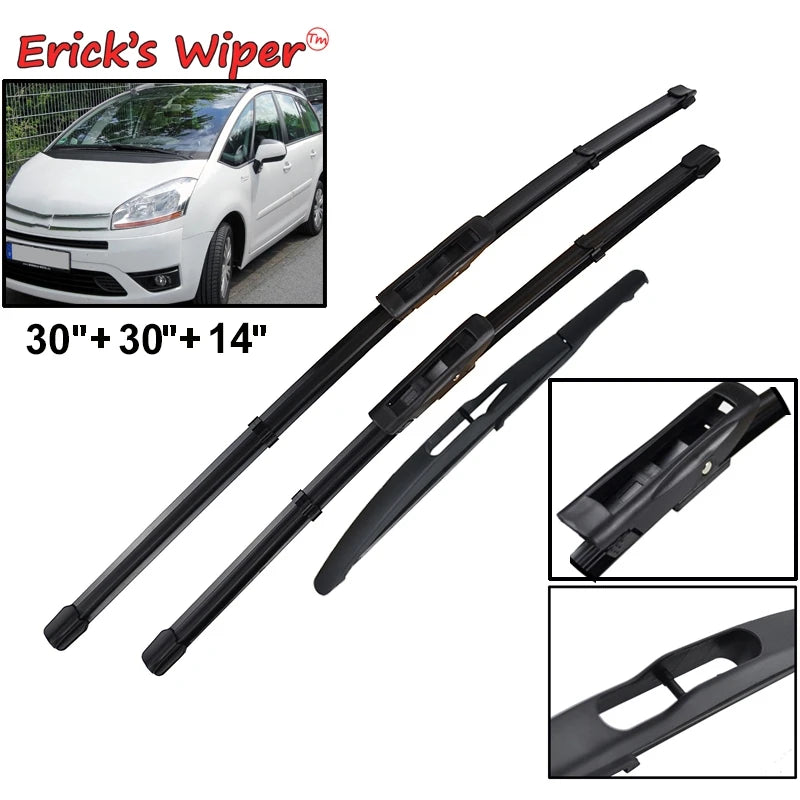 Erick's Front & Rear Wiper Blades Set for Citroen C4 Grand Picasso / C4 Picasso I 2008-2013 - 30"+30"+14"