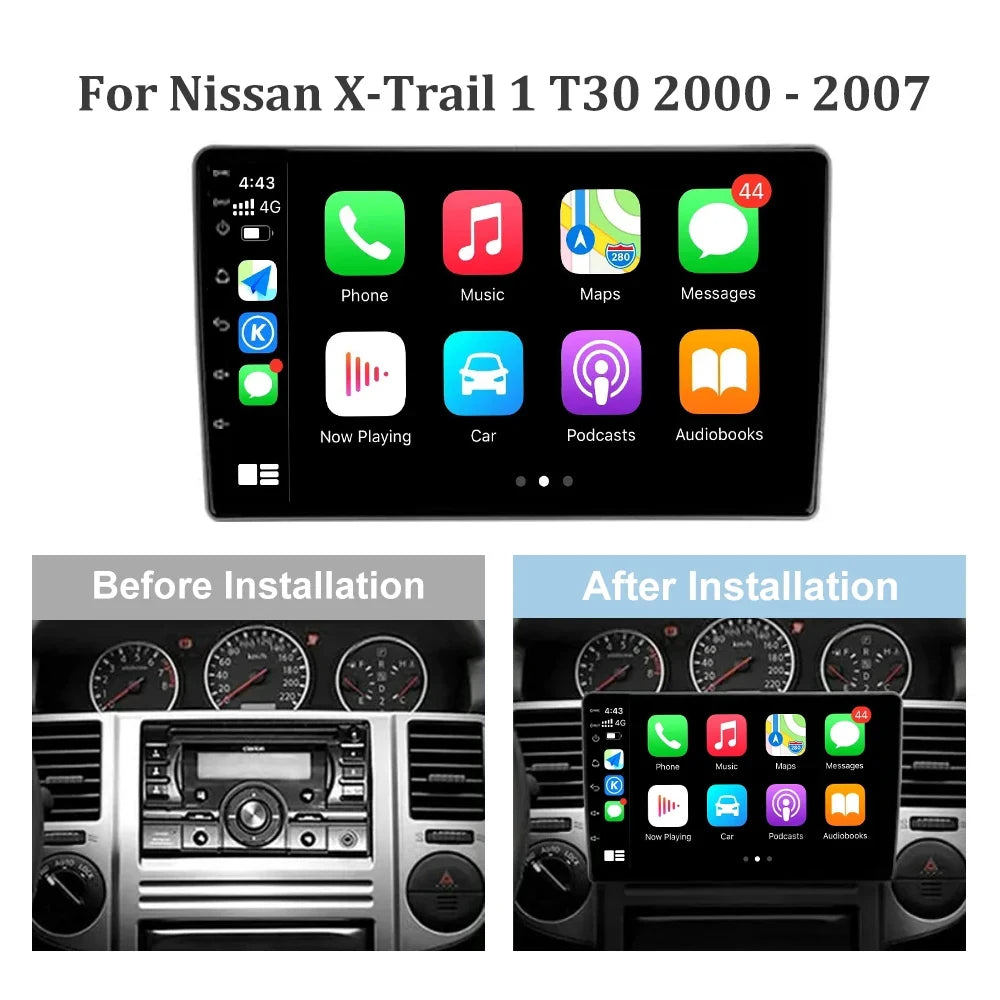 Car Radio Multimedia Video GPS For Nissan X-Trail 1 T30 2000 - 2007 Android 13 Navigation Apple Wireless Car Player