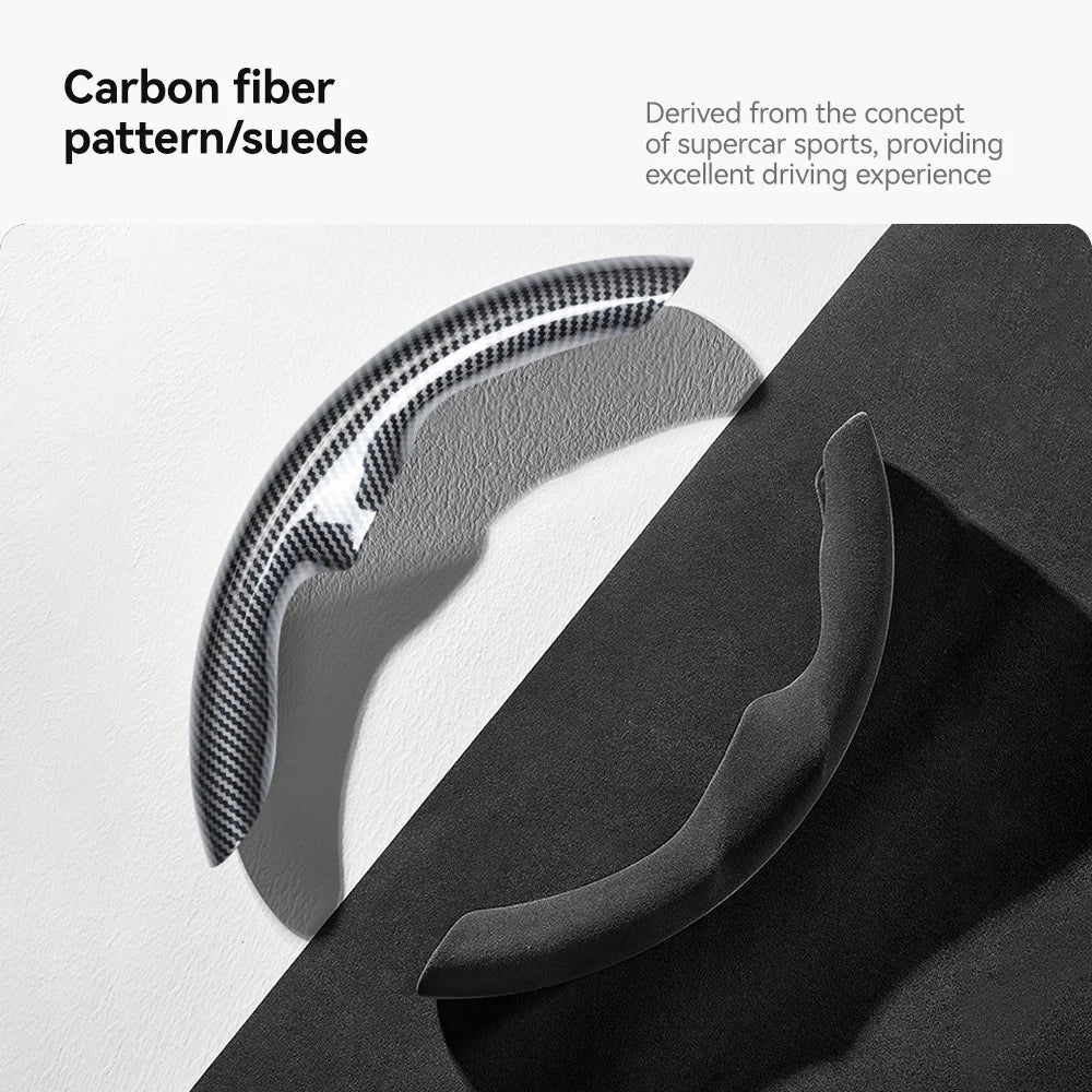 Carbon Fiber Leather Steering Wheel Cover for Tesla Model 3 Highland (2024+) & Model Y Juniper (2025+) – Anti-Slip Sport Grip, Interior Upgrade Accessory