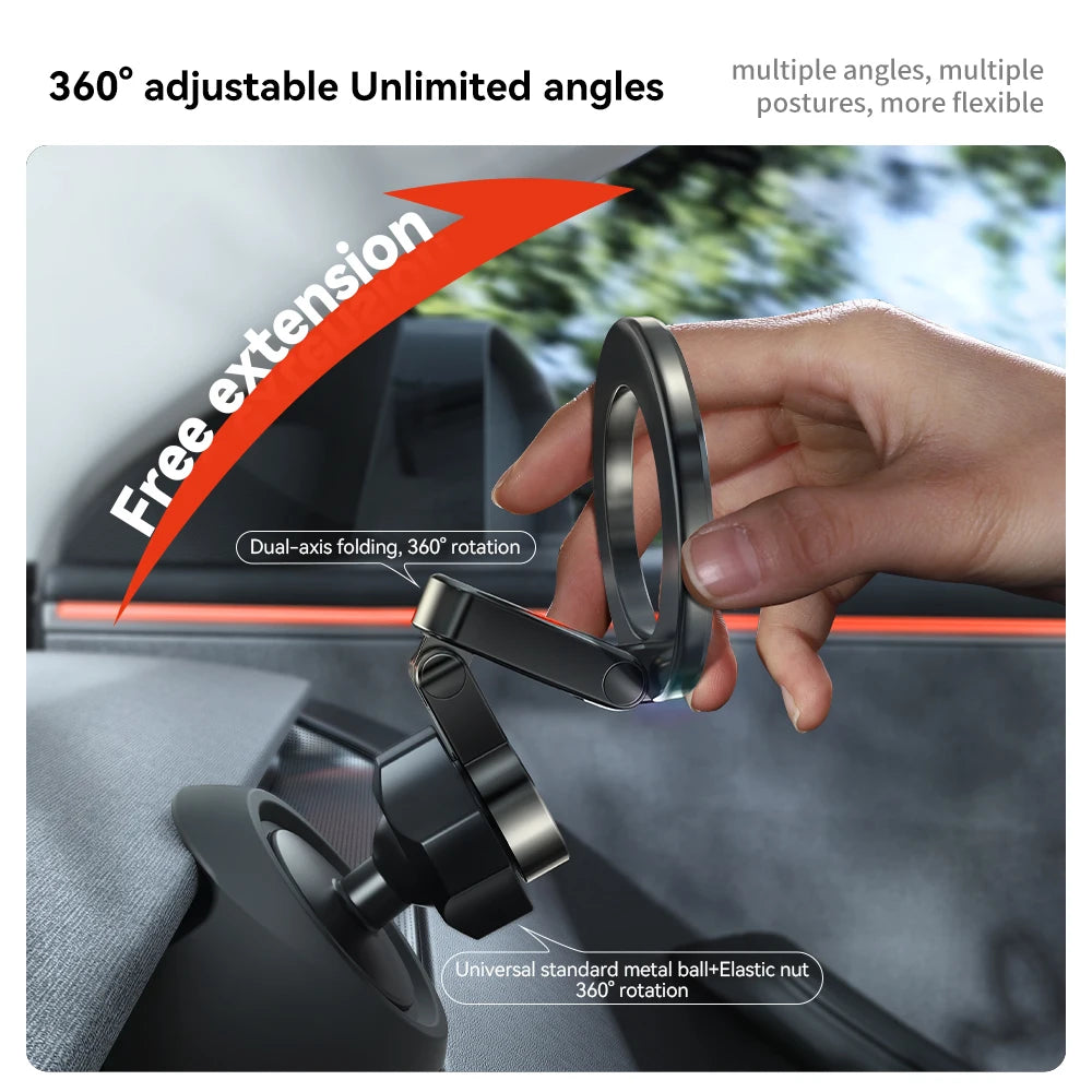 Adjustable Magnetic Phone Mount for Tesla Model 3 & Model Y (Highland 2024+ / Juniper 2025+) – Strong Magnet Metal Car Phone Holder with Anti-Slip Silicone Base, No Charging